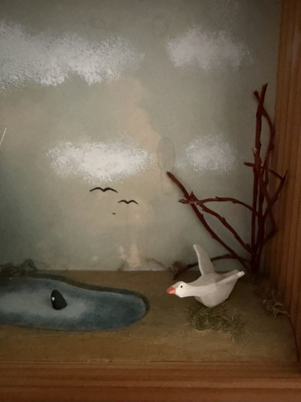 German Handmade Wood Fishing Fisherman Shadow Box Wall Hanging Art - Picture 3 of 13